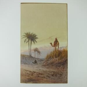 Otto Tilche Watercolor Painting Camels Desert Middle East Artist Signed Antique